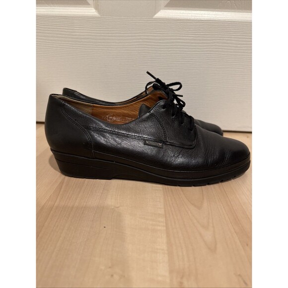 Mephisto Womens 11 Shoes Wedge Heel Oxford Black Leather Lace Up Air Jet - Picture 4 of 8